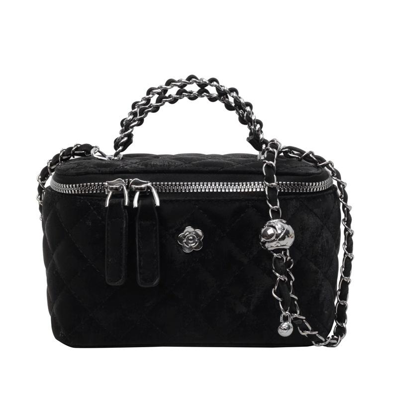 

Премиальная сумка-цепочка ромбовидной формы в иностранном стиле женская 2025 весна новая в стиле маленькой феи универсальная сумка-мессенджер портативная сумка-ведро чёрный
