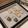 High-end Color Pearl Ear Buckle Women's Retro Design Real Gold Electroplated Earrings Temperament Earrings