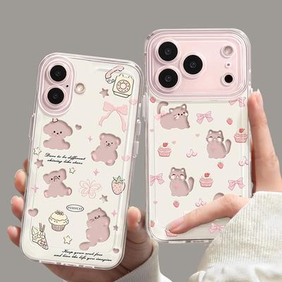 Bowknot Puppy Apple 17 Phone Case 17 Pro Max Shockproof 17 Pro Pink Air Protective Cover 16 Soft Case 15