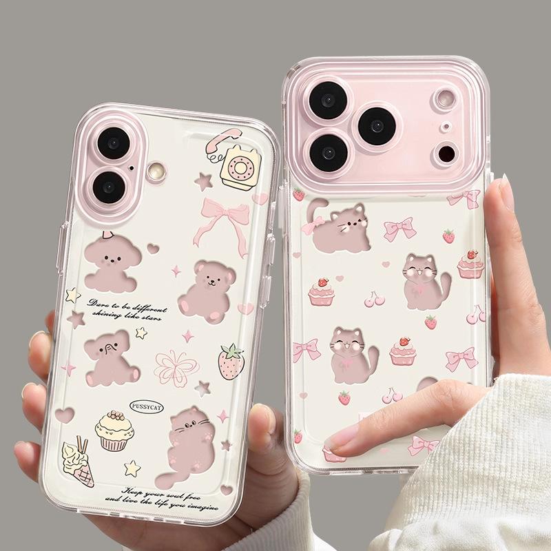 Bow Puppy Apple 17 Mobile Phone Case 17Promax Anti-drop Pink Protective Case Soft Case