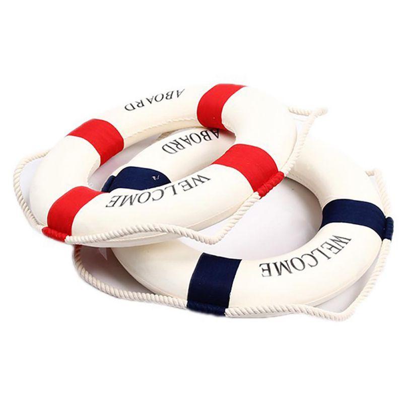 Nautical Life Ring Buoy Welcome Aboard Cloth Decorative Home Wall Hanging Decor Ornament Mediterranean Style Home Decoration