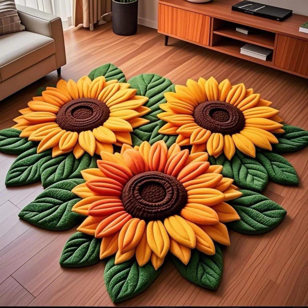 Soft Sunflower Mat Special-shaped Bathroom Floor Mat  for Living Room Tea Table Bedside
