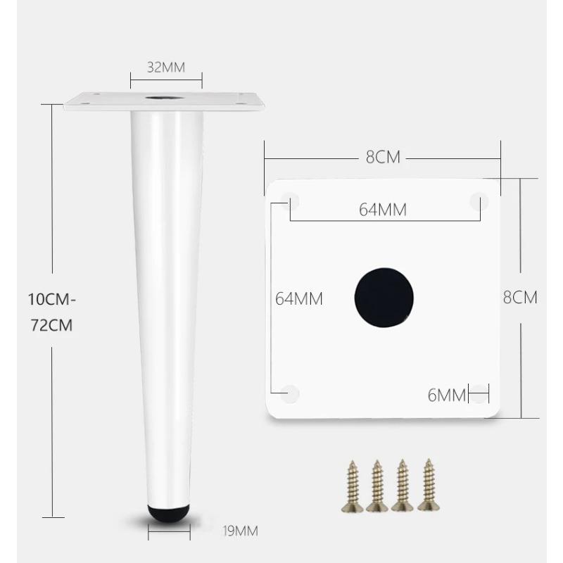 2Pcs Furniture Legs, White Metal Sofa Legs Modern Furniture Support Feet Replacement Leg for Couch Chair Ottoman Cabinet Table