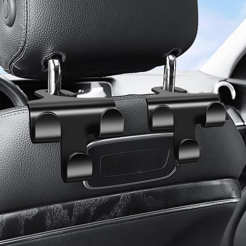 Car Seat Headrest Hook 3 Pack Hanger Storage Organizer Universal for Handbag Purse Coat Fit Universal Vehicle Car Black