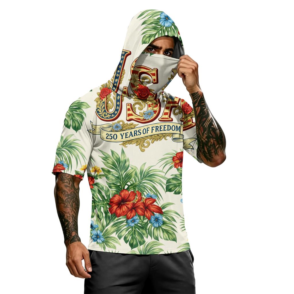 Herren Sommer Unabhängigkeitstag Colorblock Schnelltrocknendes Kurzarm-T-Shirt, UPF 0+ UV-Schutz Angeln & Sport Sonnenschutz-Hoodie
