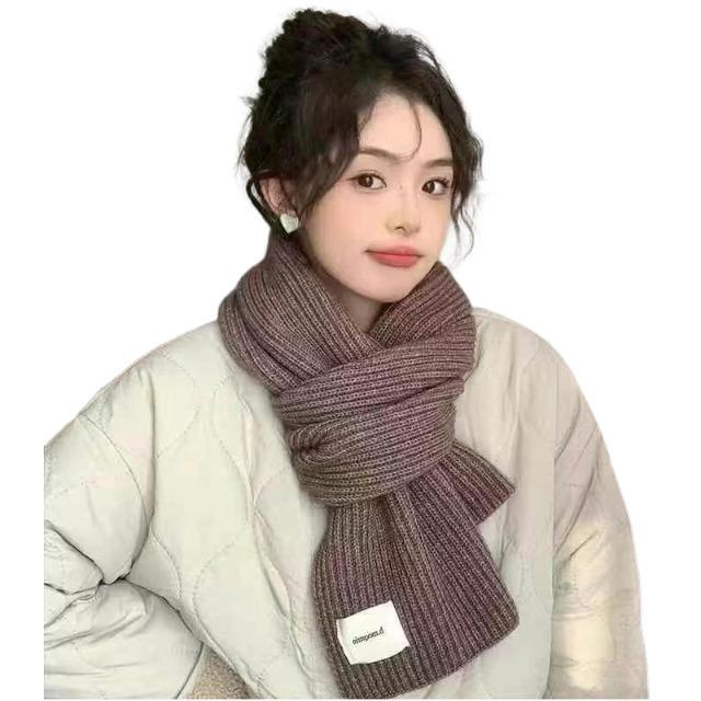Women's Soft Thickened Knit Scarf - Korean College Style Neck Warmer for Autumn/Winter