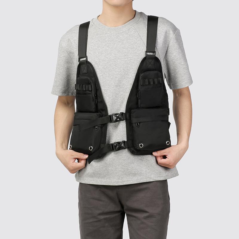 Schoolbag New Solid Color Casual Tooling Wind Backpack Large Capacity Multi-pocket Student Travel Schoolbag Ruiying College Student Backpack