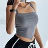 Topuri crop tricotate pentru femeie Y2k Corset sexy în cruce în formă de bustieră Camisole, fără spate, Top cu șalț Streetwear Topuri subțiri în față