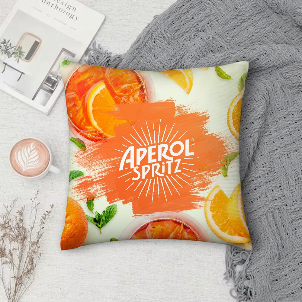 AAperol SSpritz Pillow Case Square DoubleSided Printing Sofa Cushion Cover Pillowcase Bedroom Bedside