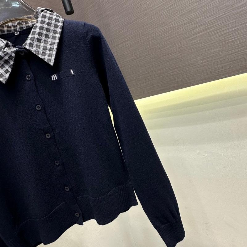 Trendy European Plaid Lapel Knit Two-Piece Long Sleeve for Autumn/Winter