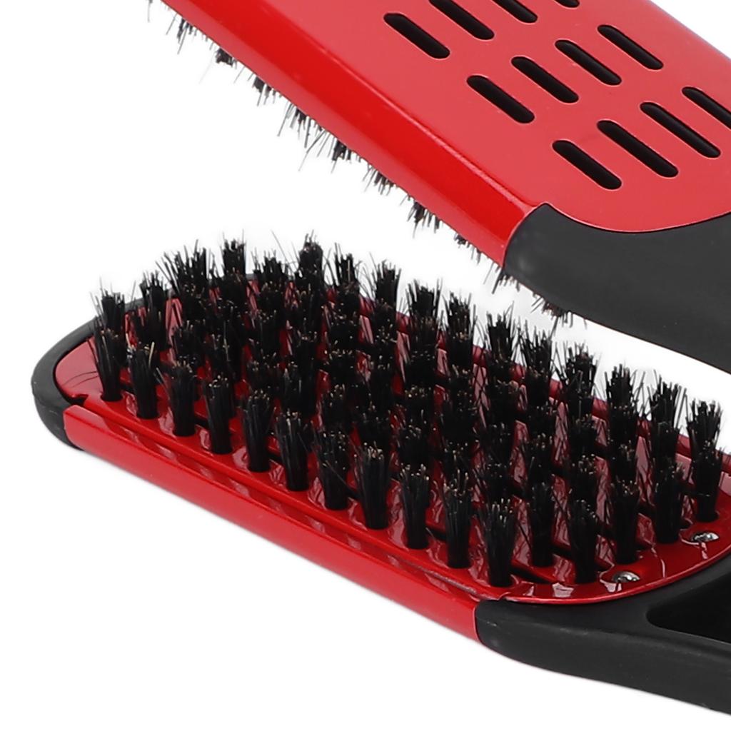 Double Sided Brush Clamp Multifunctional Hair Brush Straightener Styling Tool for Women Men