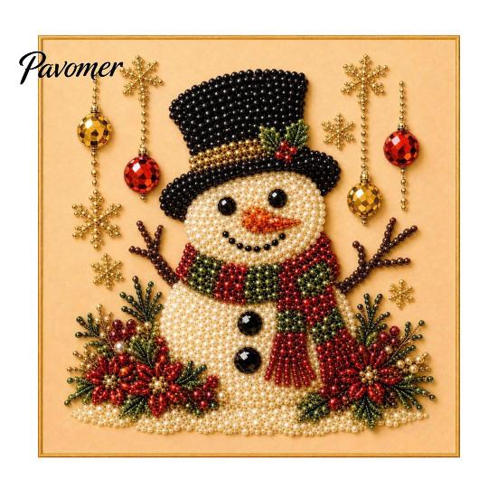 Relaxing Hobby for Adults Xmas Faux Pearl Painting Kit, Christmas 3D Art DIY Winter Scene Set Holiday Craft Project Adults, Festive Home Wall Decor