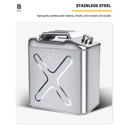 20L/25L Portable Gasoline Can, 304 Stainless Steel, Car Fuel Tank, Large Capacity Kerosene Tank with Filling Nozzle, High Seal, for Car Emergency Supp