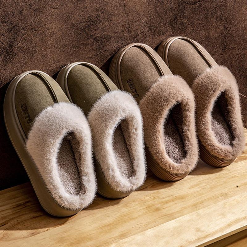 Cotton slippers women's thick-soled bag heel autumn and winter cute flat-soled slippers winter velvet confinement warm cotton shoes high heel non-slip