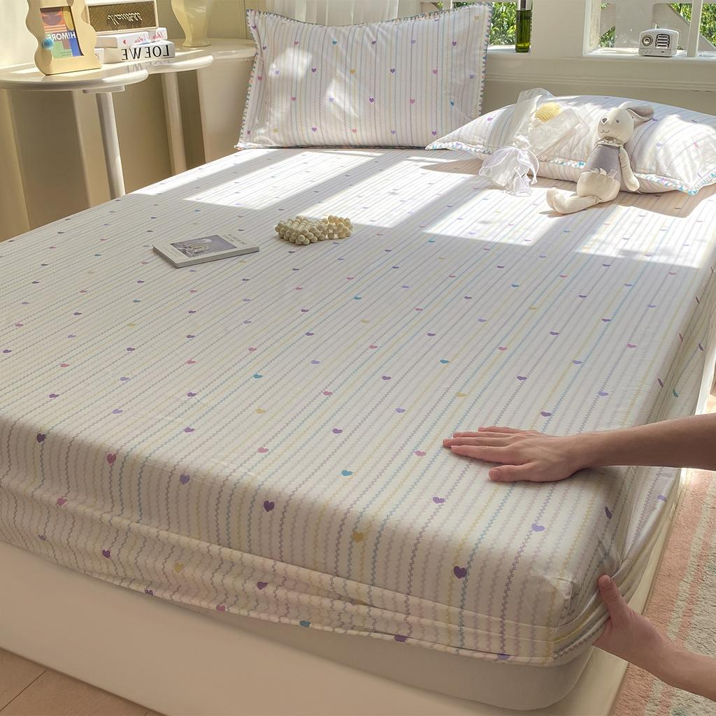 Baumwoll-Spannbettlaken mit Gummibändern Rutschfest Verstellbarer Matratzenschoner Pflanzen Blumen Gedruckt für Doppel- King- Queen-Bett