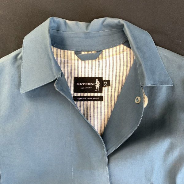 Made in Scotland Mackintosh Rubberized Trench Coat/Women's 32/Light Blue/Hidden Button/Waterproof(USED)