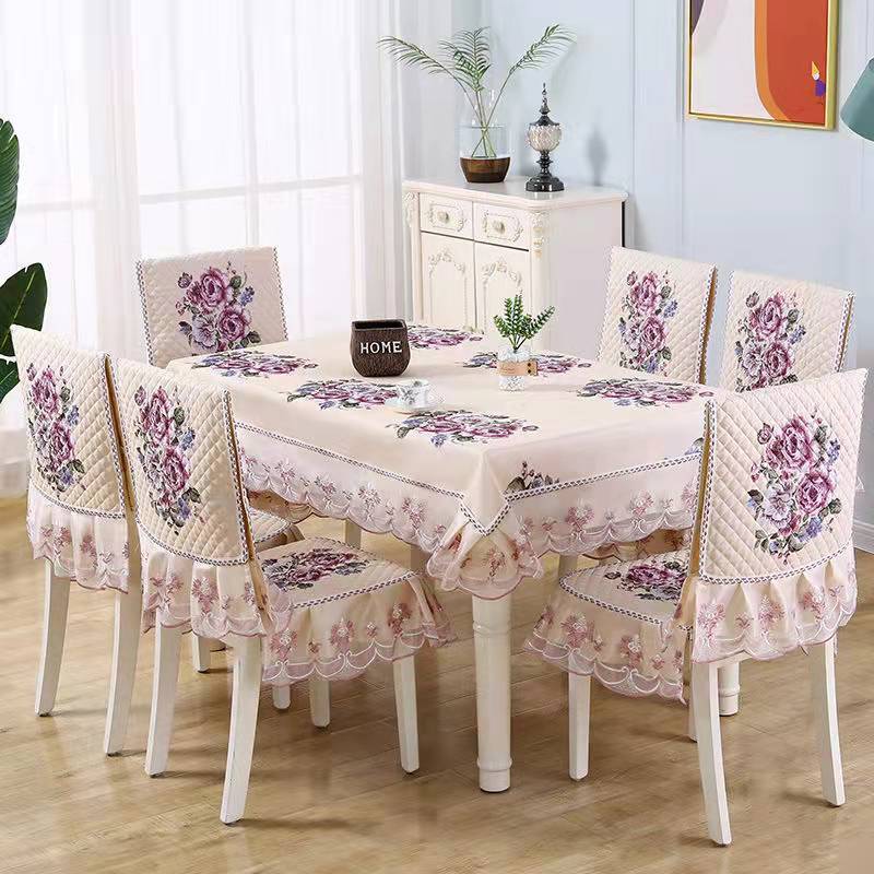 Household Lace Cotton Tablecloth Minimalist Modern Dustproof Tablecloth Chinese Style Machine Washable Cover Cloth 1pcs