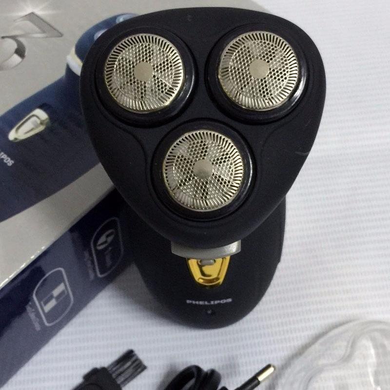 Μαύρη Επαναφορτιζόμενη ηλεκτρική ξυριστική μηχανή ανδρικής ξυριστικής μηχανής τριών κεφαλών