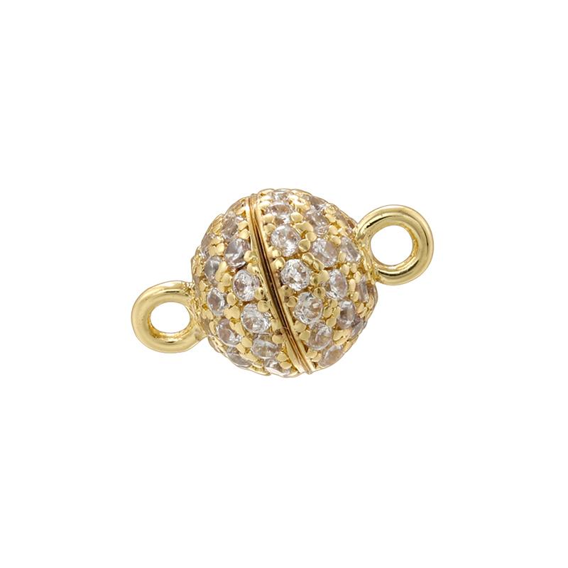 ZHUKOU 6MM Brass Inlaid Zircon Round Magnet Connection Buckle Bead Water Diamond Pendant Jewelry Making Buckle Accessories:VK265