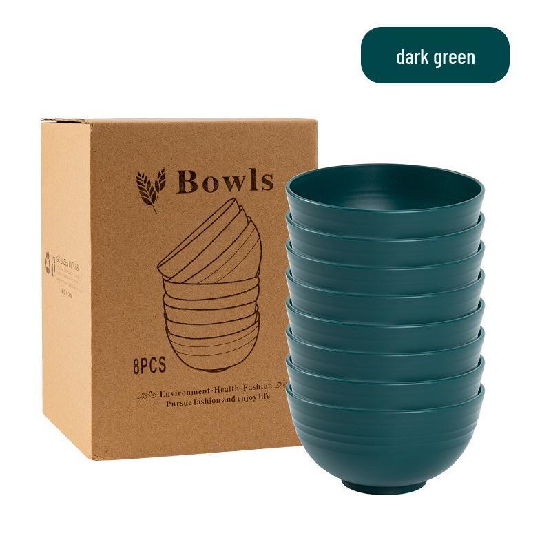 Cross-border PP Plastic Bowl Set - Multi-purpose for Dormitory: Includes Water, Fruit, Salad, Noodle, Soup, and Rice Bowls. Large Size.