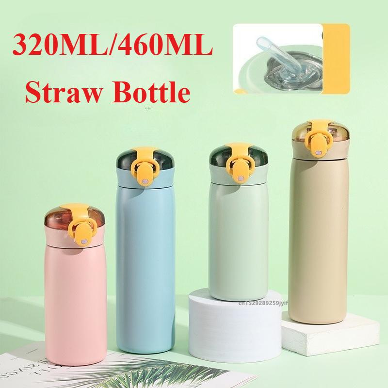 1 Pezzo 320/460ml Borraccia Termica in Acciaio Inossidabile Portatile Tazza con Cannuccia per Bambini Termos Termico Caldo e Freddo Borraccia per Studenti