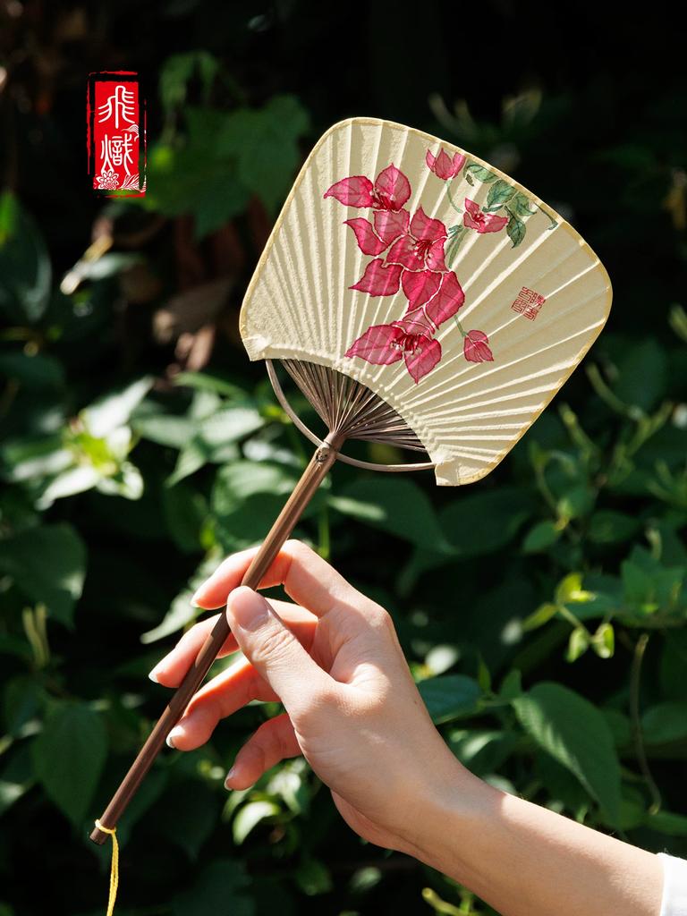 Small Square Fan with Long Handle in Ancient Style, Blank Fan Surface for Dance, Hanfu Prop Fan, Calligraphy Hand-Painted Fan