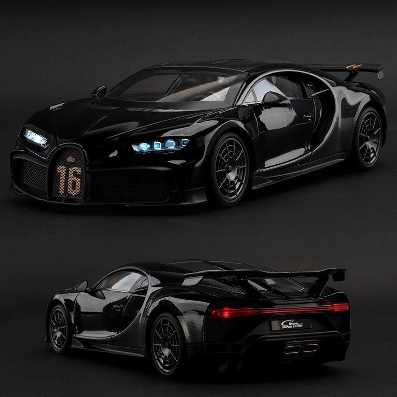 1/18 Bugatti Chiron Supercar Alloy Diecast Toy Scale Car Model Sound and Light Miniature Vehicle Children's Toy Collection Decorative Gift