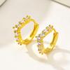 Gold Plated V-Shaped Zircon Huggie Hoop Earrings,  Small Paved Fashion Korean CZ Geometric Lightweight Minimalist Ear Jewelry