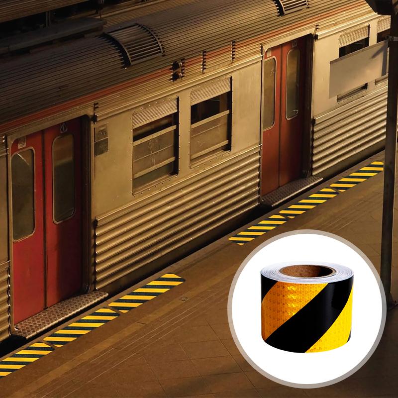 25m Black Yellow Reflective Tape Sticker Self-adhesive Car Safety Warning Reflective Film Truck Tape Road Marking Tape
