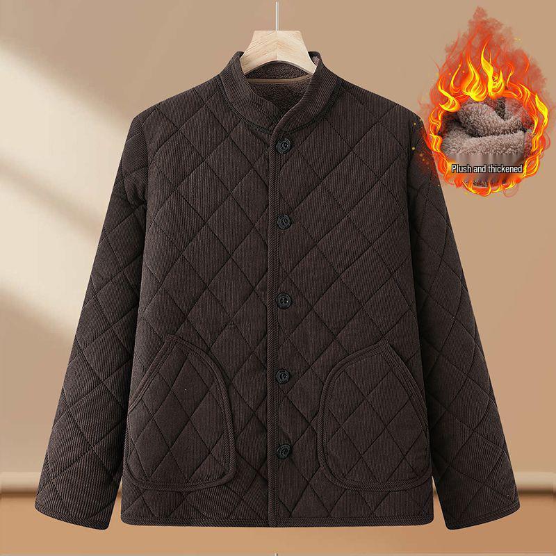 Men's Thickened Winter Cotton Jacket with Fleece Lining – Warm, Cold-Proof Coat for Middle-Aged and Elderly Dads.