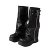 Black Retro British Thick Heel Platform Boots Women's 2025 New Autumn Thin and Heightened Trousers Knight Boots
