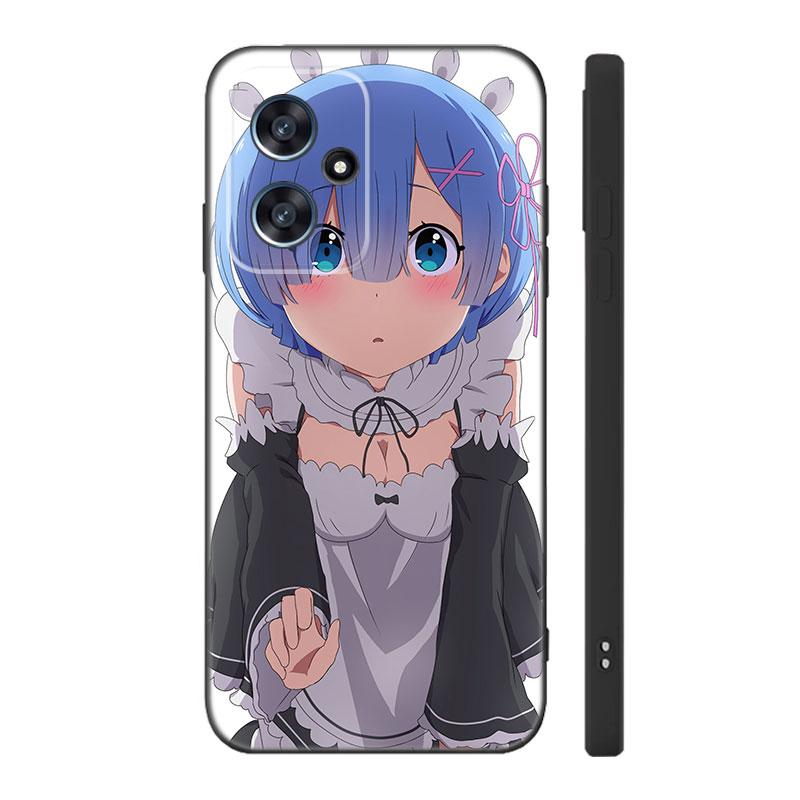 Anime Cute REM Black Silicone Phone Case For Xiaomi POCO X3 X4 NFC F3 F4 GT F5 M3 M4 M6 X5 X6 Pro 5G C55 C65 M5
