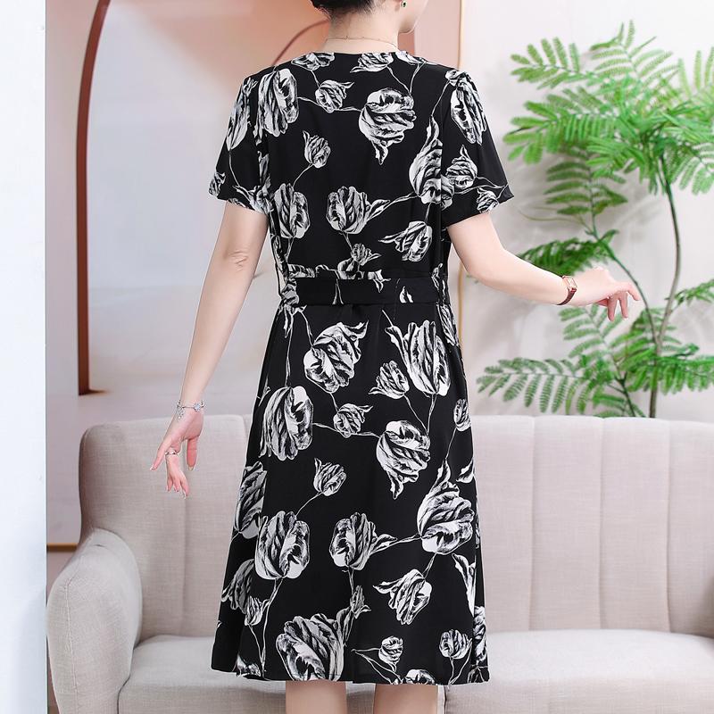 Nadměrná velikost 3XL-7XL Elegantní šaty pro ženy Oversize Ležérní Krátký rukáv Volné Vintage dlouhé šaty s rukávy Letní oblečení