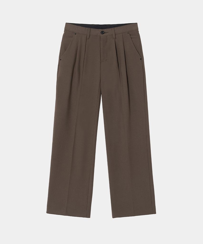 MAISON MINED Saint Two Tuck Wide Pants Brown