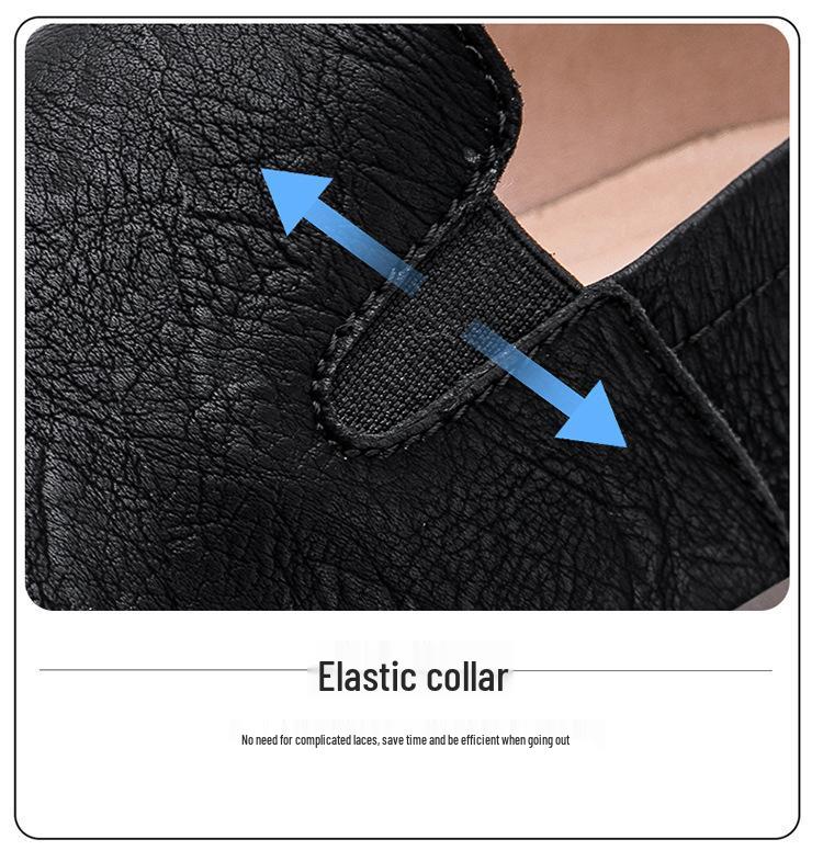 Men's Slip-On Leather Shoes: Sizes 36–48, Soft Sole, Breathable, Hand-Stitched