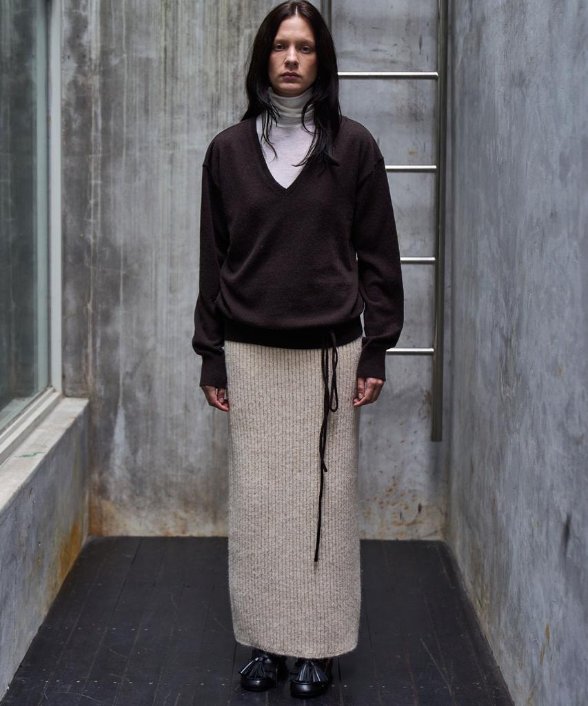 Grida J Wool Blend Ribbed Maxi Skirt_Beige