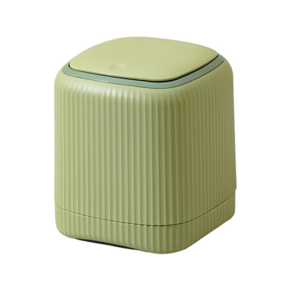 Non-slip Plastic Wastebasket Press Type Paper Waste Bin Creative Desktop Trash Can  Bedroom зелёный