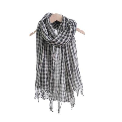 Unisex Leinen Schal im koreanischen Stil - Dünn, Sonnenschutz, Retro, Natürliche Tautropfenfarben für Frühling/Sommer