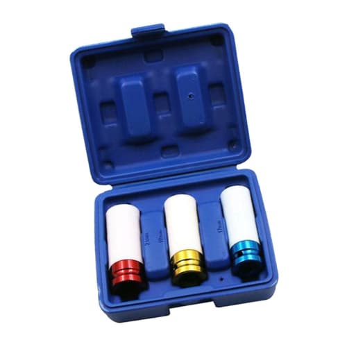 

Thin Deep Socket Set, 17mm, 19mm, 21mm Wheel Nuts, 12.7mm Drive, Storage Case Included