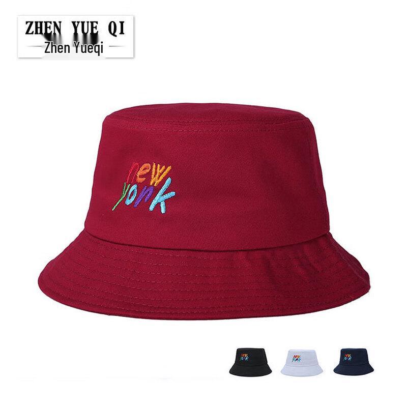 ZHENYUEQI NEW YORK Embroidered Cotton Bucket Hat