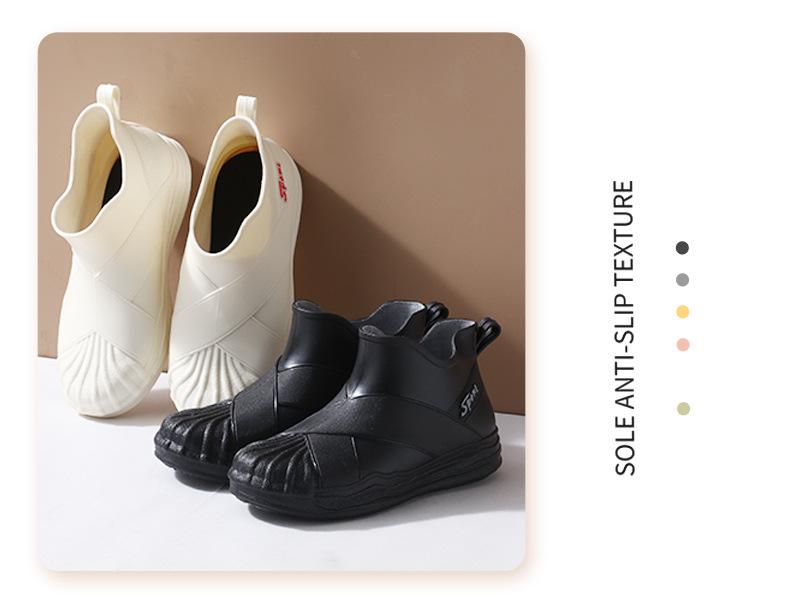 Women's Fashionable Short Ankle Rain Boots with Cotton Velvet Liner - Non-slip, Low Cut, Warm Rubber Shoes