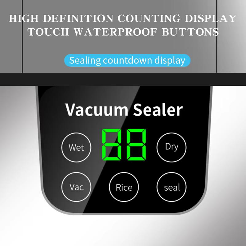 2025 Electric Vacuum Sealer Machine Dry/Wet Food Packaging Seal To Keep Fresh Touch Buttons Digital Display Detachable Cleaning