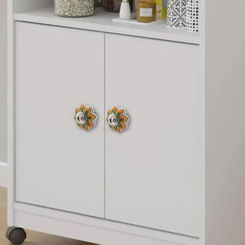 1PC Iron Material Vintage Cabinet Handle European Style Painted Pattern Exquisite Pumpkin Shape Home Decoration Multicolor