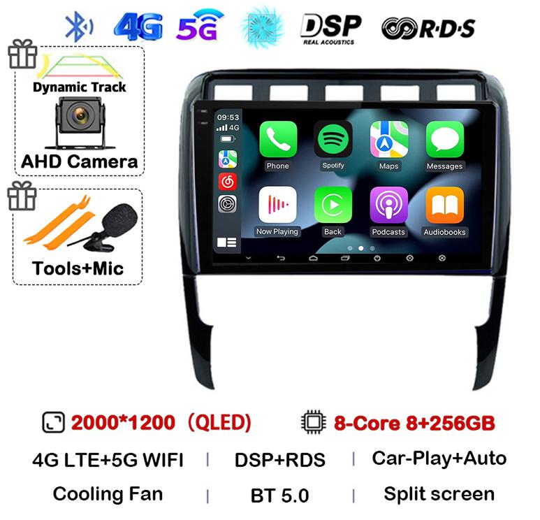 Android 14 Carplay Auto for Porsche Cayenne 1 9PA 2002-2010 Car Radio GPS Stereo Multimedia Player Head Unit 2 Din WIFI+4G DSP