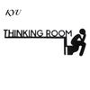 Bathroom Door Sign Funny Sign, Thinking Room Metal Wall Art with Humorous Quotes, Self-Adhesive Decor Toilet for Restroom, Rustproof Indoor