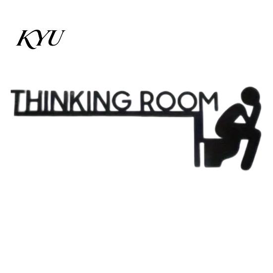 Bathroom Door Sign Funny Sign, Thinking Room Metal Wall Art with Humorous Quotes, Self-Adhesive Decor Toilet for Restroom, Rustproof Indoor