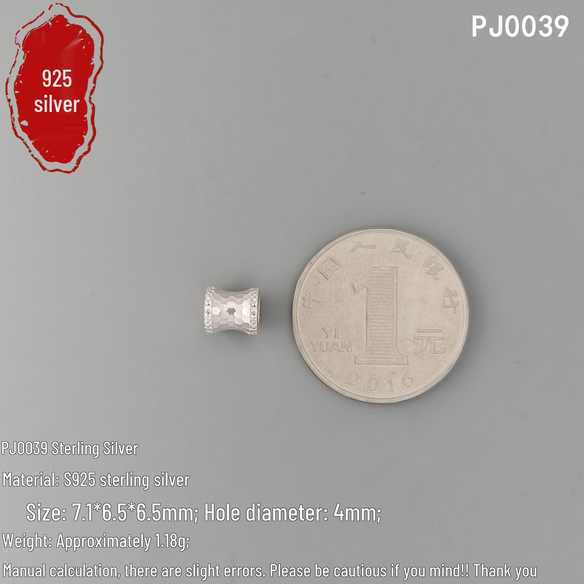S925 Sterling Silver Hammered Barrel Beads for DIY Jewelry Making