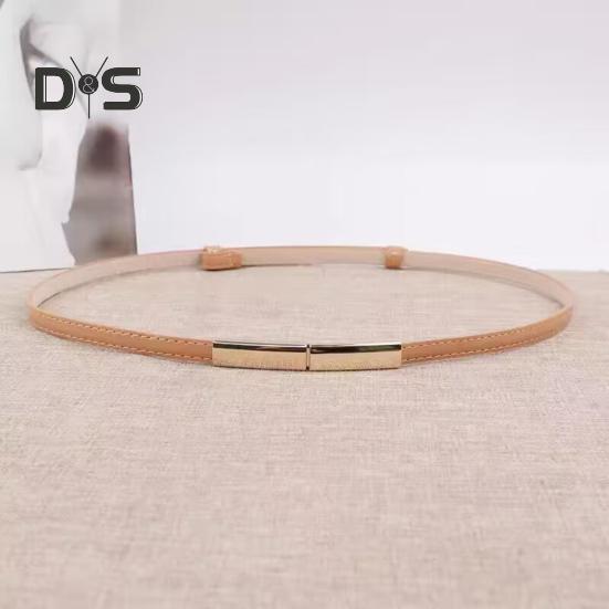 Gürtel aus Kunstleder für Damen, verstellbar, dünnes Design, Druckknopf-Bund, dekorativer Kleidergürtel, Bekleidungszubehör