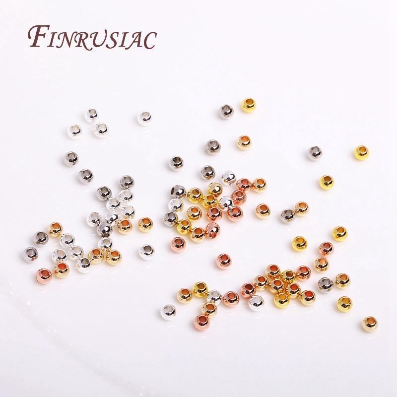 2/2.5/3/4/5/6MM Round Seamless Beads 14K Gold Plated Metal Smooth Spacer Beads For Bracelet High Quality DIY Jewelry Accessories