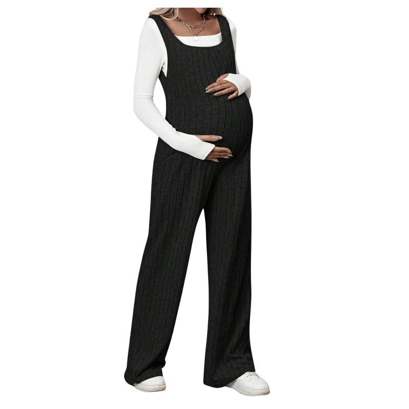 Pregnant Women's Jumpsuit for Autumn and Winter, New Knitted Overalls with Loose Belly Support, Slimming Maternity Clothing